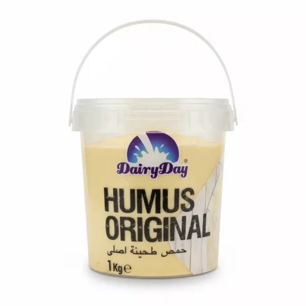 1kg Dairy Day Humus Original in clear plastic tub with handle