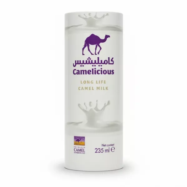 Camelicious Long Life Camel Milk 235ml carton front view