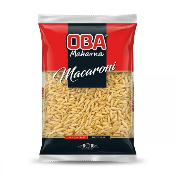 Front of OBA Makarna Macaroni Barley Pasta pack 400g