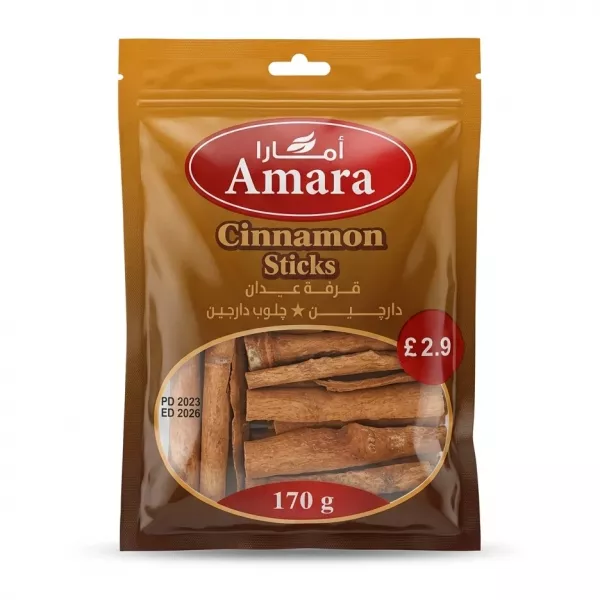 Front of Amara Cinnamon Sticks 170g resealable pack