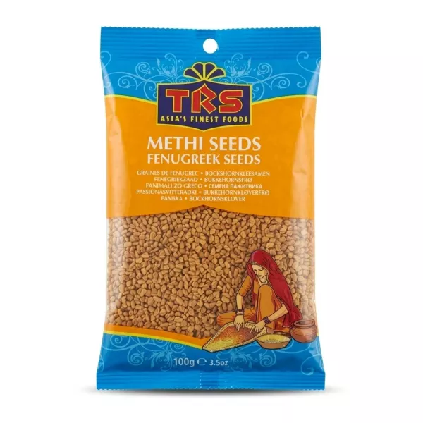 Front of TRS Methi Seeds Fenugreek Seeds 100g pack