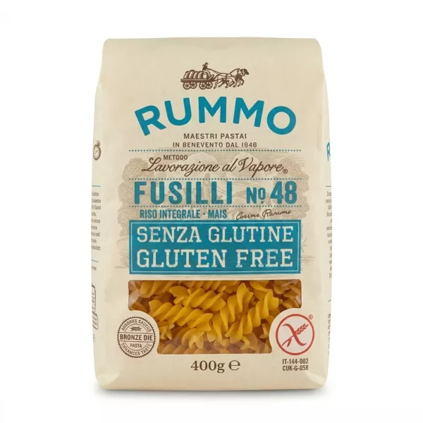 Front view of Rummo Fusilli No.48 Gluten Free Pasta 400g pack