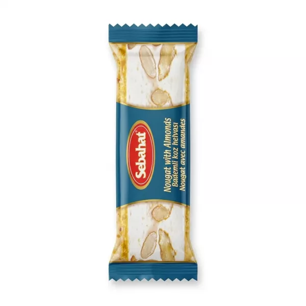 Sebahat Nougat with Almonds 40g in hand