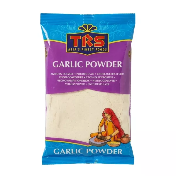 Front of TRS Garlic Powder packet with price and illustration