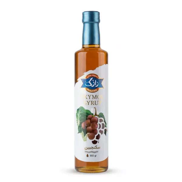 Razak Oxymol Syrup 660g bottle with grape and mint illustration on shelf