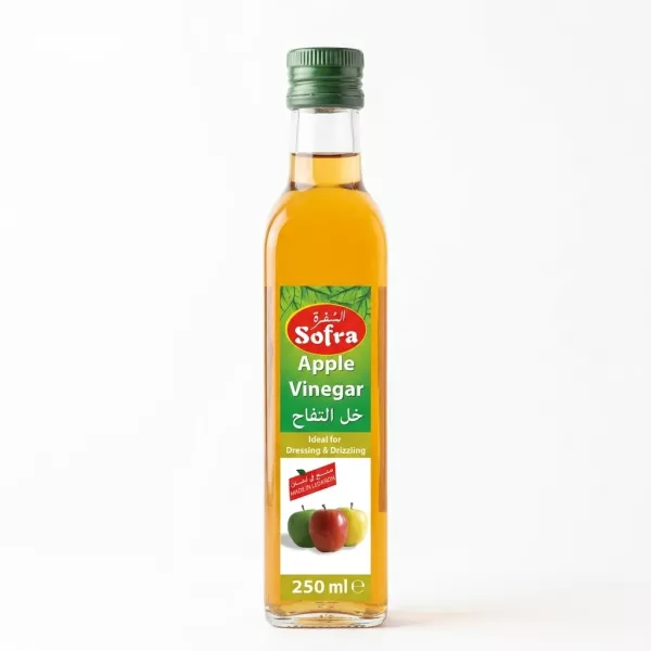 Front of Sofra Apple Vinegar 250ml bottle showing label and price