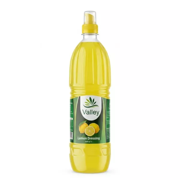 Front view of Valley Lemon Dressing 1000g bottle in hand