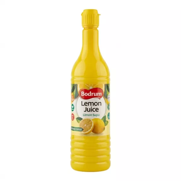 Front view of Bodrum Lemon Juice 350ml bottle with clear labeling and price sticker