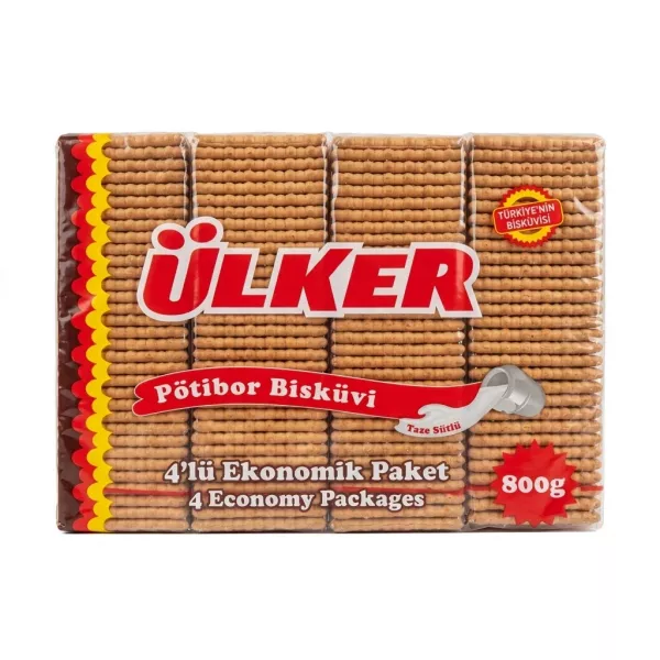 Front view of Ülker Pötibör Biscuit 4 Economy Packs 800g