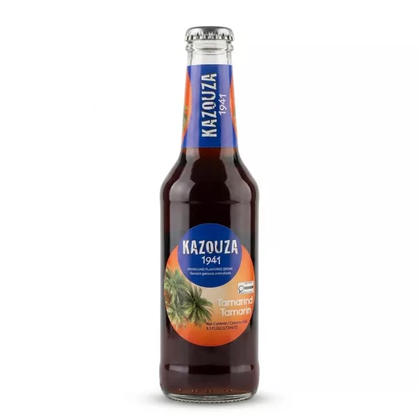 Kazouza 1941 Tamarind Sparkling Drink front label in hand