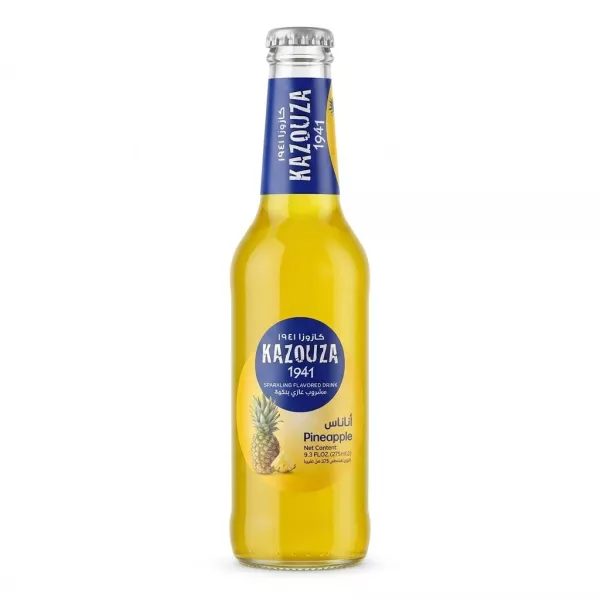 Front of Kazouza 1941 Pineapple Sparkling Drink glass bottle