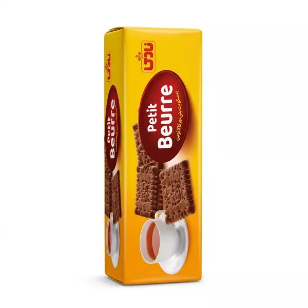 Front of NABI Petit Beurre cocoa flavoured biscuits packaging
