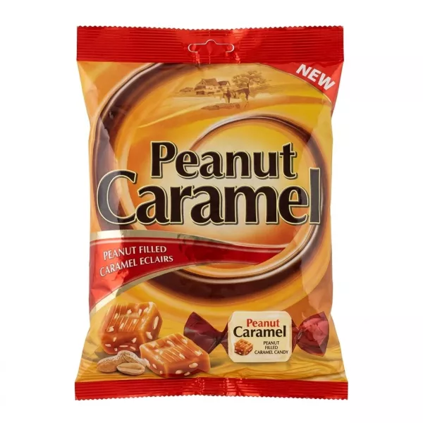 Front of Confectionery World Peanut Caramel Eclairs bag 400g