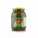 Jar of Teeba grape leaves with yellow lid held in hand
