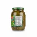 Back label with nutritional facts and barcode on grape leaves jar
