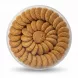 Round transparent tray filled with sesame seed coated Barazek Shamiya cookies
