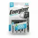 Front view of Energizer Max Plus AA 4 pack batteries in packaging