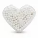 Heart-shaped container filled with cotton swabs
