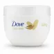 Side view of Dove Body Love Silky body cream tub held in hand