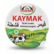 Istanbul Kaymak thick cream container top label with cow and green field illustration