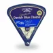 Front packaging of St. Clemens Danish Blue Cheese Danablu 50+ in a triangular blue pack