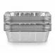 Side view of stacked aluminium foil dishes