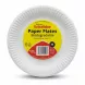 Pack of Essential ExtraValue biodegradable white paper plates with label