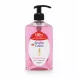 Knights Castle Garden Rose luxury hand soap bottle front view showing pink soap and pump dispenser