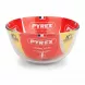 Pyrex Iconics clear glass mixing bowl with label inside