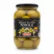 Jar of Garusana Queen whole Spanish olives with black label