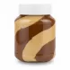 Jar of Kent Boringer duo peanut and hazelnut spread with brown and beige swirl