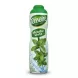 Teisseire Green Mint Syrup bottle front view with mint leaves and splash design