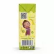 Back view of fresh kiwi banana juice pack with animated girl character and barcode