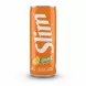 Slim Orange flavour soda can held in hand