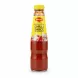 Bottle of Maggi Authentic Malaysian Chilli Sauce with Garlic, front label view enlarged and on a white background