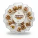 Achachi Basloch coconut sweets topped with whole walnuts in round plastic container