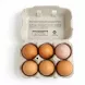 Open carton showing 6 medium brown eggs with UK origin stamps