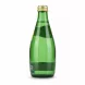 Back view of Perrier green glass bottle showing label details