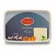 Top view of Pegah sheep's milk cheese container with label