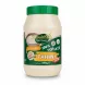 Alnakhla Tahini plastic jar with green lid and label displaying 100% natural sesame seed contents