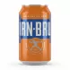 Orange can of Irn-Bru sparkling soft drink held in hand