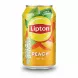 Can of Lipton Peach Ice Tea held in hand