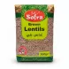 Sofra brand brown lentils packaged in a green and yellow resealable bag