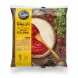 Capo brand stone baked pizza crust packaging front with pizza crust and tomato sauce