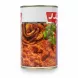 Canned eggplant dish with visible roasted eggplants and tomato sauce