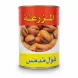 Al Mazraa canned fava beans with bright red and yellow label