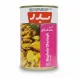 Can of Badar Baghela Ghatogh with pink label showing beans