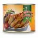 Can of Anjoman fried eggplant showing whole fried aubergine pieces