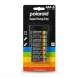 Polaroid Super Heavy Duty AAA battery pack with 8 batteries in black packaging with rainbow stripes
