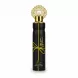 Black cylindrical air freshener bottle with gold decorative cap